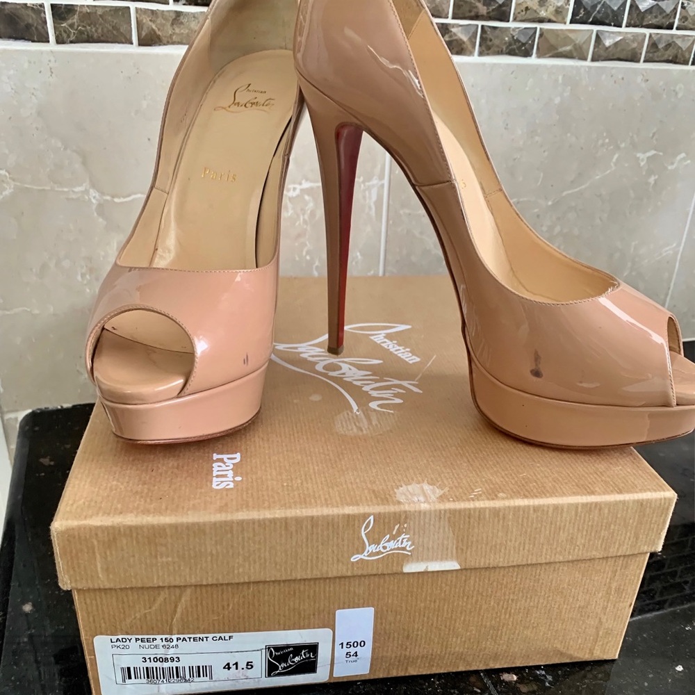 Christian Louboutin Lady Peep Patent Red Sole Pump